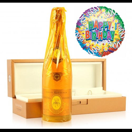 Buy And Send Louis Roederer Cristal Champagne and Happy Birthday Balloon